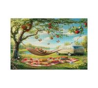 Puzzle da campeggio a forma di topo primaverile, per adulti, 1000 pezzi, puzzle in legno panoramico con animali da viaggio per camper, divertenti decorazioni per picnic per l'intrattenimento domestico