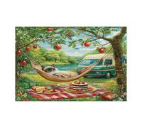 Puzzle da campeggio a tema gatto siamese primaverile, per adulti, 1000 pezzi, puzzle panoramico in legno con gattino, decorazioni per picnic per l'intrattenimento domestico