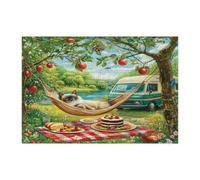 Puzzle da campeggio a tema gatto siamese primaverile, per adulti, 300 pezzi, puzzle in legno panoramico da viaggio, decorazioni per picnic per l'intrattenimento domestico