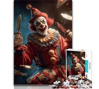 Puzzle da circo con clown per adolescenti, puzzle da 1000 pezzi, antistress per ammazzare il tempo in casa con poster abbinato e foglio di quiz (38x26cm)