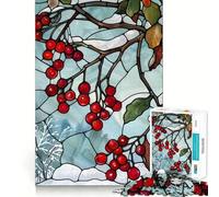 Puzzle da collezione "Bacche invernali in vetro colorato" per adulti, 1000 pezzi, gioco intelligente e rilassante, taglio preciso, opera d'arte da collezione 50x75cm