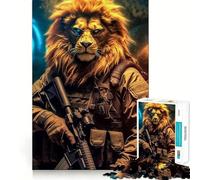 Puzzle da collezione con leone soldato per adulti, 1000 pezzi, stimola la memoria, divertente da assemblare, oggetto artistico da collezione (38x26cm)