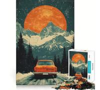 Puzzle da collezione per adulti con auto d'epoca e percorso in montagna,1000 sfide di pensiero,struttura a incastro precisa,facile da imparare,divertimento per tutta la famiglia (38x52cm)