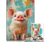 Puzzle da colorare a forma di maialino per adolescenti, gioco stimolante, ogni pezzo è unico - Gioco stimolante e divertente per tutta la famiglia, 38x26cm