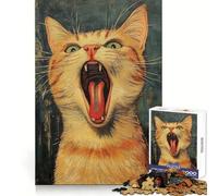 Puzzle da colorare con gatto arancione che sbadiglia 1000 pezzi per ragazzi stimola la concentrazione mentale offre un momento di svago rilassante si adatta perfettamente ed è un regalo perfetto