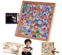 Puzzle da colorare in legno, cornice fai da te a forma di gatto, cornice portafoto creativa fatta a mano, decorazione per la casa e gli amanti del mestiere (36 colori)