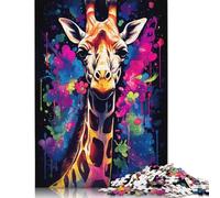 Puzzle da dipingere a forma di giraffa, stimolante e stimolante, in cartone riciclato al 100%, per adulti e adolescenti, regalo di compleanno, 1000 pezzi (26x38 cm)