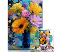 Puzzle da dipingere con fiori in un vaso, 1000 pezzi per adolescenti, giochi educativi, decorazioni per la casa, ideali come regalo per tutta la famiglia, 50x75cm