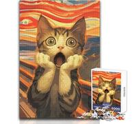 Puzzle da dipingere con l'urlo del gatto, 1000 pezzi, per adolescenti, gioco educativo per lo sviluppo delle competenze, regalo perfetto per momenti speciali, dimensioni 38x52cm