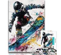 Puzzle da dipingere con sciatori per adolescenti, 1000 pezzi, giocattolo educativo intellettuale decomprimente, regalo di compleanno, regali, arte murale 38x52cm