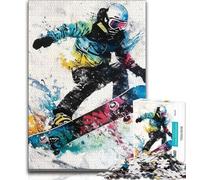 Puzzle da dipingere con sciatori per adulti, 1000 pezzi, giocattoli educativi per l'apprendimento, giochi per famiglie con poster abbinato e foglio di quiz (38x26cm)
