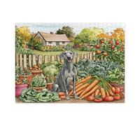 Puzzle da giardinaggio con cane levriero primaverile, per adulti, 500 pezzi, puzzle in legno per cuccioli, fattoria, campagna, decorazione stampata per intrattenimento creativo