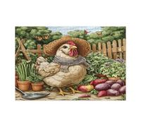 Puzzle da giardinaggio con gallo primaverile per adulti, 1000 pezzi, puzzle stampati in legno con pollame fattoria campagna, decorazioni per la casa