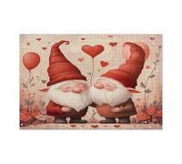 Puzzle da giardino con gnomo di San Valentino per adulti, 1000 pezzi, puzzle in legno con amore romantico stravagante, decorazioni per la casa e l'intrattenimento