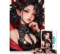 Puzzle da gioco anime "Ragazza demone dagli occhi rossi" per adolescenti, 1000 pezzi, gioco di abilità mentale, svago leggero, design da assemblare, regalo premium (50x75cm)