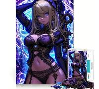 Puzzle da gioco con ragazza anime in pizzo nero per adolescenti,1000 pezzi,gioco che migliora le capacità mentali,dimensioni uniformi,pezzi precisi,divertimento in famiglia,attività serale (38x52cm)