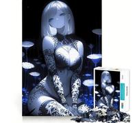 Puzzle da gioco con ragazza anime nella foresta blu,1000 pezzi,gioco di costruzione,incastro sicuro,divertimento in casa durante le vacanze (50x75cm)