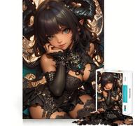 Puzzle da gioco con ritratto di ragazza demone anime,1000 pezzi,per stimolare la concentrazione,divertente,tagliato al laser per un incastro perfetto,attività di condivisione per i propri cari