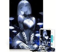 Puzzle da gioco per adulti con ragazza anime nella foresta blu,1000 pezzi,stimolante per la mente,formato uniforme,pezzi precisi,ideale da portare in viaggio,gioco per allenare la mente (38x26cm)