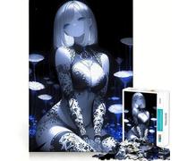 Puzzle da gioco "Ragazza anime nella foresta blu",1000 pezzi,gioco di concentrazione mentale,tagli di precisione,bordi lisci,attività coinvolgente per serate tranquille (38x52cm)