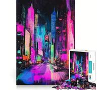 Puzzle da grattare con paesaggio urbano al neon per adulti, 1000 pezzi, gioco di abilità mentale, divertimento lento, assemblaggio, regalo adorabile (50x75cm)