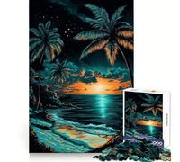 Puzzle da grattare con pastello a cera "Tramonto tropicale sulla spiaggia" per ragazzi, 1000 pezzi, divertimento intellettuale, svago rilassante, bordi precisi, regalo perfetto (38x26cm)