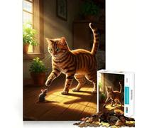 Puzzle da interno per adulti con gatto e topo a strisce, 1000 pezzi, gioco di logica mentale, delicato, rilassante, taglio preciso, lista dei desideri di Babbo Natale 50x75cm