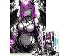 Puzzle da parete con 1000 pezzi raffigurante un angelo dai capelli rosa e le ali, ideale per stimolare la mente e ridurre lo stress Decorazione murale con bordi precisi (50x75cm)