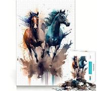 Puzzle da parete con cavallo al galoppo per ragazzi, 1000 pezzi, divertente e rilassante, con ritagli nitidi (38x52cm)