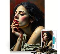 Puzzle da parete con dipinto ad olio "Donna Pensante" per adulti, 1000 pezzi, gioco intelligente per rafforzare i legami familiari, taglio preciso, regalo stagionale 38x52cm