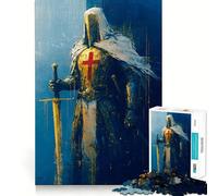Puzzle da parete con dipinto di un cavaliere templare per adulti, 1000 pezzi Un gioco intelligente per la casa, con tagli precisi Decorazione murale 38x26cm