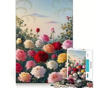 Puzzle da parete con dipinto di un roseto per ragazzi, 1000 pezzi, immagine divertente e rilassante, con incisioni nitide (38x26cm)