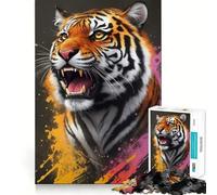 Puzzle da parete con dipinto di una tigre arrabbiata per adulti,1000 pezzi,gioco stimolante per la mente,struttura ad incastro precisa,facile da imparare,divertimento per tutta la famiglia (50x75cm)