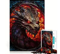 Puzzle da parete con drago in vetro colorato, 1000 pezzi, per adolescenti, gioco di puzzle per allenare la mente, rilassante, artistico, da assemblare, regalo premuroso 50x75cm