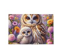 Puzzle da parete con gufi e fiori da giardino, 500 pezzi