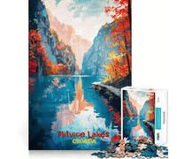 Puzzle da parete con immagine del Lago di Plitvice, 1000 pezzi, per adulti, ideale per stimolare la mente e alleviare lo stress, con bordi precisi (50x75cm)