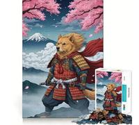 Puzzle da parete con immagine del Monte Fuji e cane samurai, 1000 pezzi, per ragazzi, con grafica migliorata, rilassante e divertente, con incisioni nitide (38x52cm)