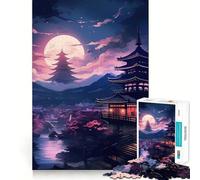 Puzzle da parete con paesaggio giapponese e pagoda per adulti, 1000 pezzi, gioco di logica stimolante, antistress, bordi trasparenti, regalo di alta qualità (50x75cm)