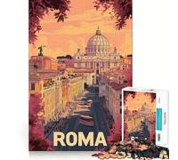 Puzzle da parete con paesaggio urbano di Roma per ragazzi, 1000 pezzi, immagine nitida e divertente, ideale per decorare pareti (38x52cm)