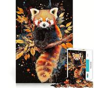 Puzzle da parete con panda rosso ad acquerello per ragazzi, 1000 pezzi, divertente e rilassante, con ritagli nitidi (50x75cm)