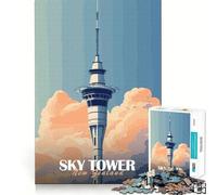 Puzzle da parete con poster della Torre del Cielo della Nuova Zelanda per adolescenti, 1000 pezzi, gioco per esercizi mentali, attività per la casa, taglio di precisione, decorazione murale 38x26cm