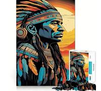 Puzzle da parete con ritratto di capo nativo americano per adulti, 1000 pezzi, gioco di logica e rilassante, di alta qualità, decorazione da parete (38x26cm)