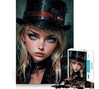Puzzle da parete con ritratto di donna steampunk per adolescenti, 1000 pezzi, gioco per allenare la mente, attività per la casa, taglio di precisione, decorazione murale 38x52cm