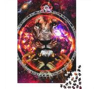Puzzle da parete con segno zodiacale Leone, 1000 pezzi, in legno, per adulti, regali di Natale, gioco educativo, sfida, giocattolo, 1000 pezzi (75x50 cm)