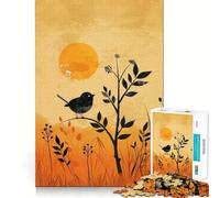 Puzzle da parete con silhouette di uccelli al tramonto per adolescenti, 1000 pezzi, gioco per esercizi mentali, attività per la casa, taglio di precisione, decorazione murale 38x52cm