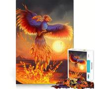 Puzzle da parete con tema mito della fenice e fuoco per adulti, 1000 pezzi, gioco di logica, hobby silenzioso, taglio perfetto, regalo elegante (50x75cm)