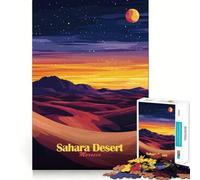 Puzzle da parete con tramonto nel deserto del Sahara per ragazzi, 1000 pezzi, immagine nitida e divertente, decorazione murale (50x75cm)