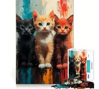 Puzzle da parete con tre gattini per adulti, 1000 pezzi Un gioco intelligente per la casa, con tagli precisi Decorazione murale 38x26cm