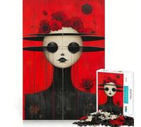 Puzzle da parete "Donna con rosa rossa" per adolescenti, 1000 pezzi, con immagini nitide e divertenti, ideale per la decorazione della parete (50x75cm)