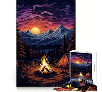 Puzzle da parete "La montagna intorno al falò" per adulti, 1000 pezzi, gioco intelligente per rafforzare i legami familiari, taglio preciso, regalo stagionale 50x75cm